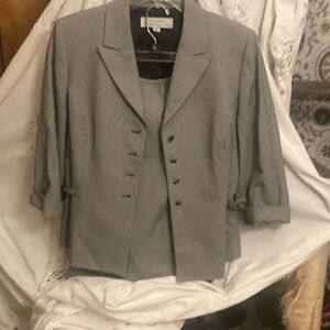 Skirt and jacket set in small black and white pattern by Tahari Arthur S. Levine